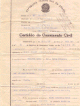 Certido de casamento do vovo Cesarino e vov Elizza Frizeira em 05/11/1910.